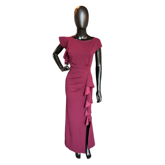 Woosea Dresses & Skirts - Maroon Cap Sleeve Side Ruched Formal Gown